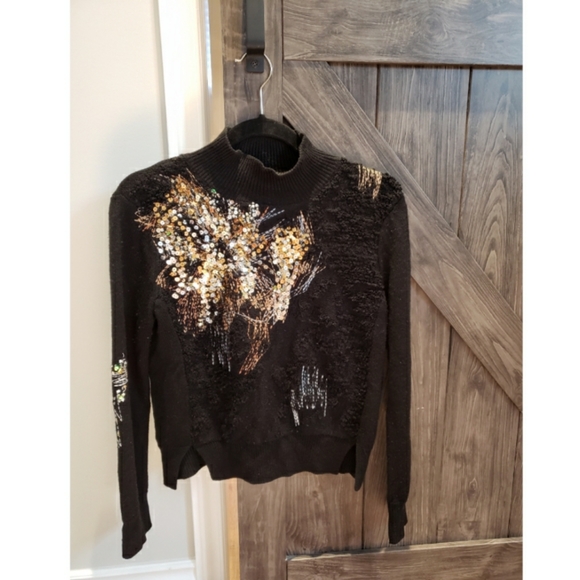Anthropologie Knitted Knotted fete sequin sweater - Picture 3 of 13
